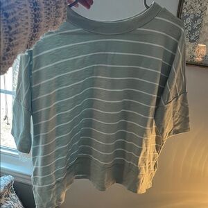 Cherish Light Green Striped Short Sleeve Tee